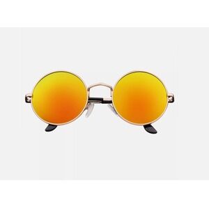 Round Sunglasses Men‎ Women Retro Hippie Style Orange Lens Street Festival Wear